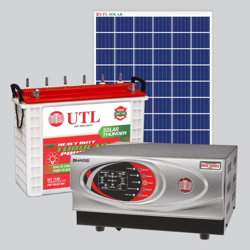 Shamsi 1475VA-12V Inverter with UIT 1536 Inverter Battery and 340W Solar Panel (Suitable Inverter for small offices, homes, and small shops)