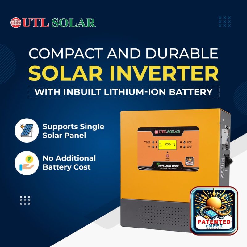 Compact UTL Solar Sun Lion 1000 inverter with inbuilt lithium battery and patented MPPT technology