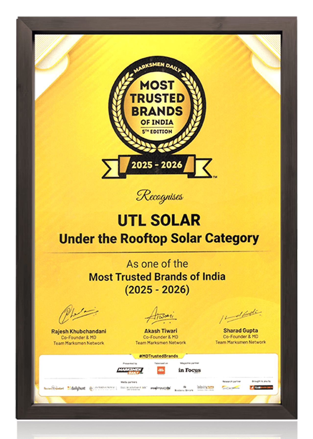 About Us certificate rooftop solar category