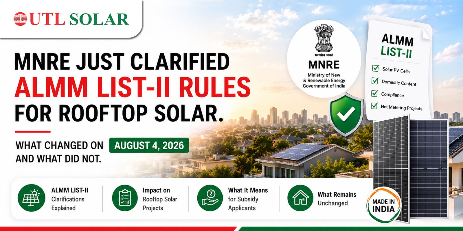 MNRE Just Clarified ALMM List-II Rules for Rooftop Solar. What Changed on August 4 and What Did Not.